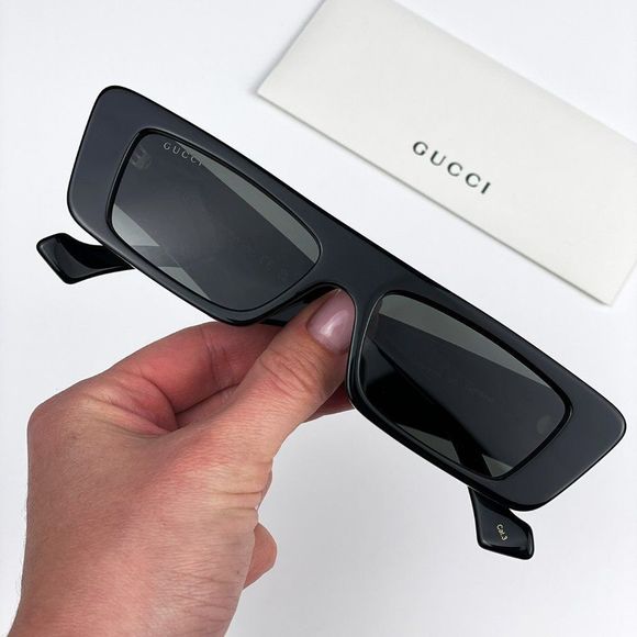 Gucci GG1331S 001 Sunglasses Black Grey Rectangle Unisex - Picture 3 of 13